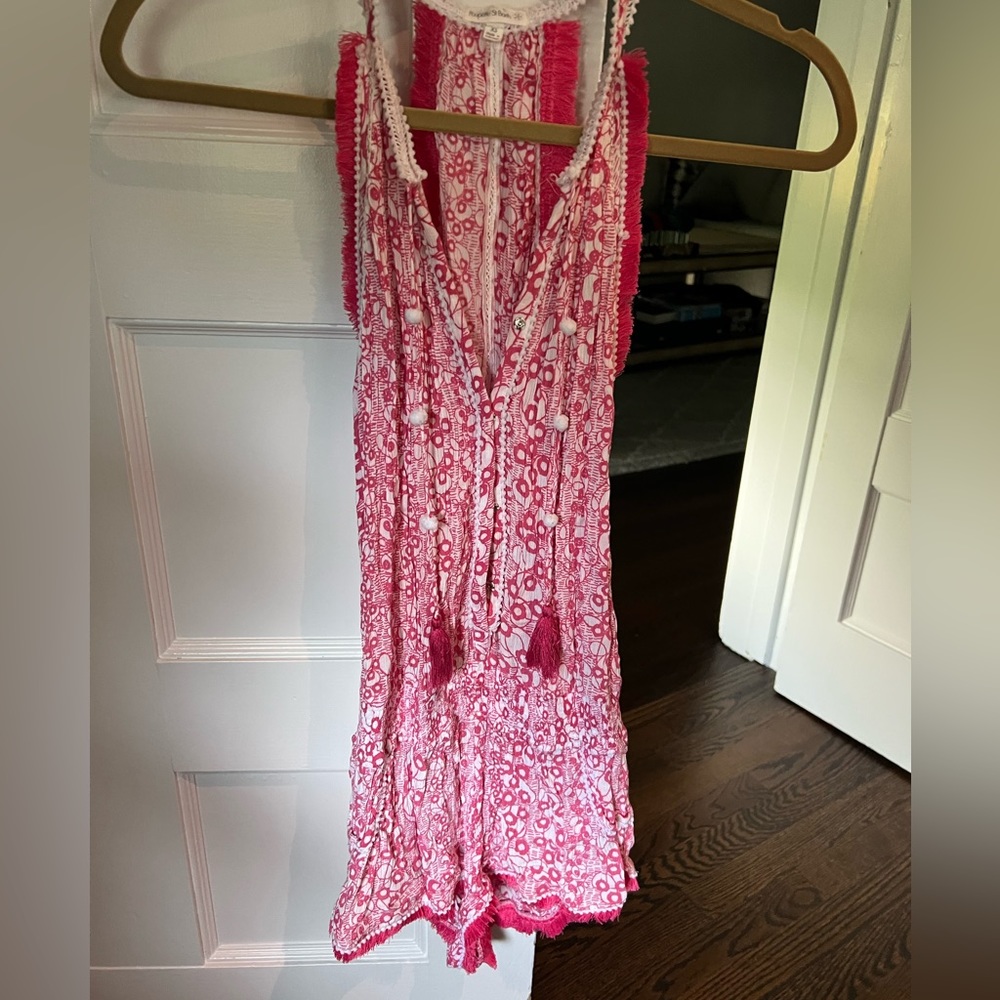 Poupette St Barth romper pink/white size XS